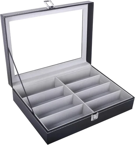 Miniatura 2 de AUTOARK AW-082 - Organizador de cuero para lentes de sol, 8 piezas, color negro