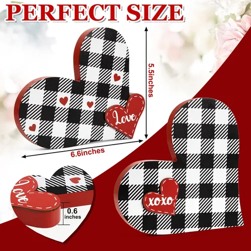 Miniatura 2 de 2 piezas de letrero de amor de madera para el día de San Valentín en forma de corazón, decoración de bandeja de San Valentín, centro de mesa
