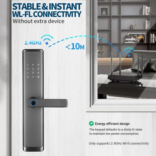 Miniatura 4 de Sophies Cerradura inteligente de entrada sin llave con asa, cerradura de puerta WiFi, control de aplicación Tuya, cerrojo de huellas dactilares