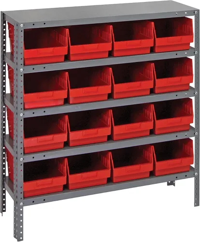 Miniatura 378 de Quantum QSBU-245BK Heavy Duty Shelving Unit with (7) Shelves and (24) QUS245 Black Bins for Garage Warehouse Storage Distribution 400 lb Load