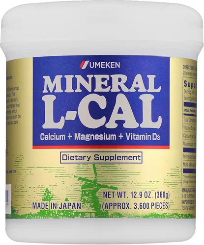 Umeken Mineral L-Cal Calcio con Vitamina D3, Suministro de 6 meses, Formato de Bola Soluble en Agua con Magnesio y Minerales, Suplemento de Calcio y