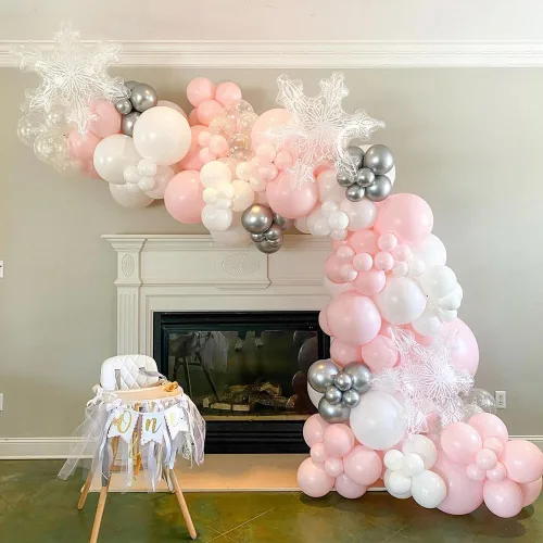 Miniatura 3 de 5 piezas globos transparentes de copo de nieve de 36 pulgadas, globos de lámina Mylar transparentes de copo de nieve navideños para decoraciones