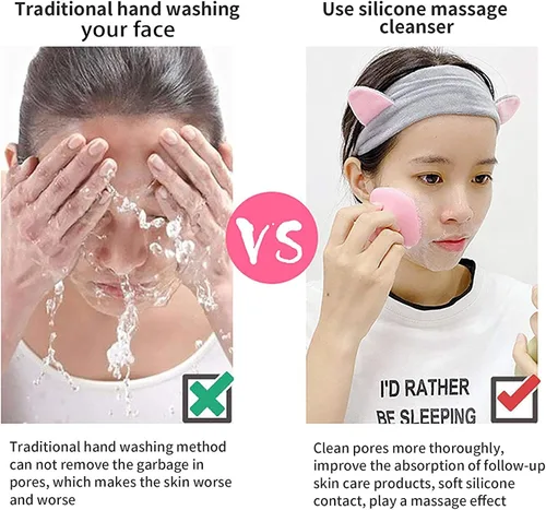 Miniatura 3 de Cepillo facial de silicona para mujeres, cepillo de limpieza facial de silicona, cepillo de lavado facial manual, impermeable, limpieza para el Rosa