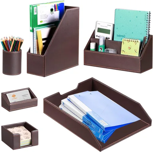 Accesorios de escritorio y organizadores de espacio de trabajo, juego de 6 piezas de organización de suministros de oficina, taza para lápices,