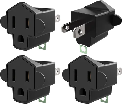 Miniatura 7 de JACKYLED - Clavija convertidora de 3 a 2 navajas, adaptador de toma a tierra. Convertidor de pared de material ignífugo resiste hasta 392 °F