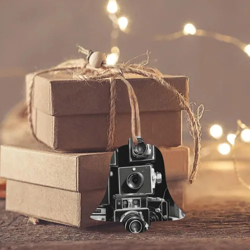Miniatura 6 de Christmas Wooden Ornaments Retro Cool Camera Collection Xmas Tree Hanging Bell Shape Christmas Hanging Decoration for New Year Holiday Party Decor 2