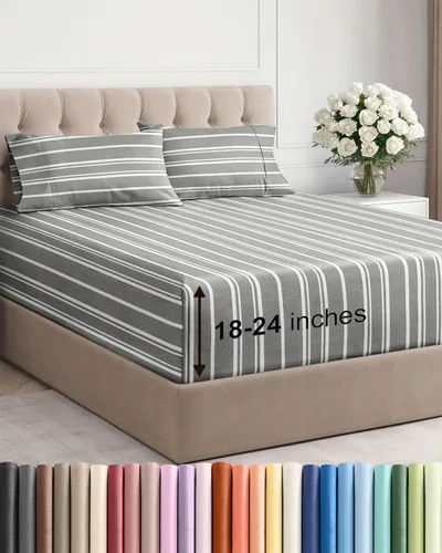 Miniatura 102 de Sábanas King divididas con bolsillos extra profundos, sábanas transpirables y refrescantes de 5 piezas, sábanas de lujo para hotel, suaves, sin 22