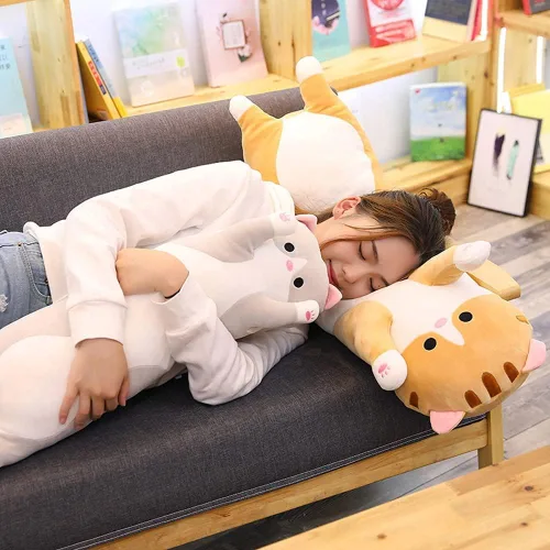 Miniatura 5 de Almohada de felpa de cuerpo larga y suave con diseño de dibujos animados, para niños y niñas (gris, 19 pulgadas)