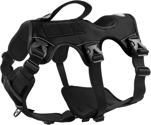 AUROTH Arnés para perro a prueba de escape, chaleco ajustable reflectante acolchado suave con asa de elevación, tamaño mediano