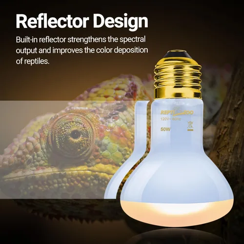 Miniatura 4 de REPTI ZOO Lámpara de calor para reptiles, paquete de 2 lámparas de 50 W para reptiles UVA luz diurna lámpara de calefacción bombilla bombilla luz