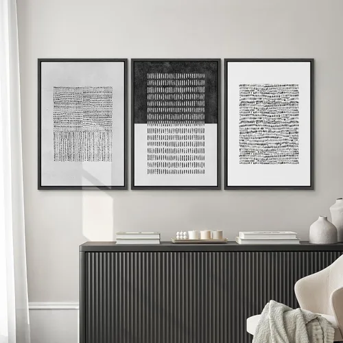 Miniatura 310 de SIGNWIN Lienzo enmarcado para pared, arte con pinceladas de flujo neutro en tonos beige abstractos, ilustraciones, arte moderno, decorativo
