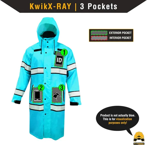 Miniatura 7 de KwikSafety - Charlotte, NC - Chaqueta de lluvia TORRENT y gabardina ANSI OSHA clase 3 de alta visibilidad, equipo de lluvia Hi Vis Amarillo - 1