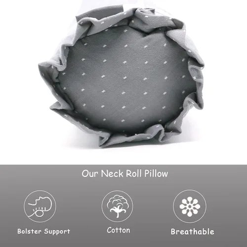 Miniatura 5 de Almohada cervical con relleno de cáscaras de trigo sarraceno para apoyo del cuello y alivio del dolor, almohada cervical cilíndrica para dormir