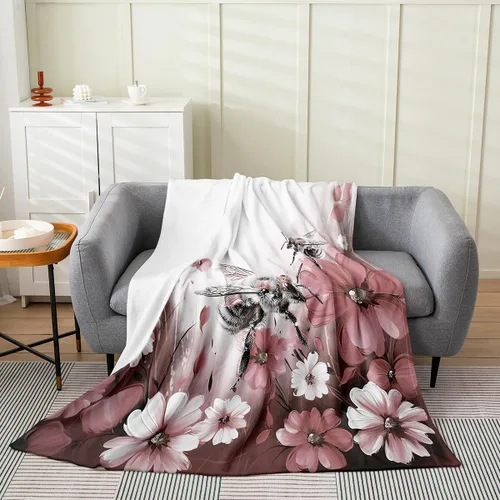 Miniatura 37 de Erosebridal Manta de abeja de 40 x 50 pulgadas, manta de sherpa cálida con estampado de animales 3D para sofá de cama, manta de microfibra suave