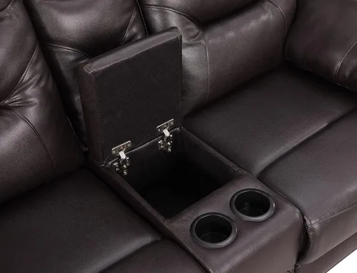 Miniatura 8 de Blackjack Furniture Andrews - Sofá reclinable de cuero tapizado con cabeza de clavos tradicional tapizada con tapizado y ribeteado, sofá biplaza