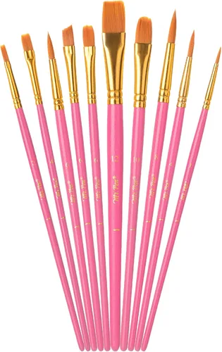 Miniatura 11 de Mr. Pen - Juego de pinceles de pintura acrílica, paquete de 10, punta redonda y puntiaguda, pinceles de nailon para acuarela, óleo, roca, cara