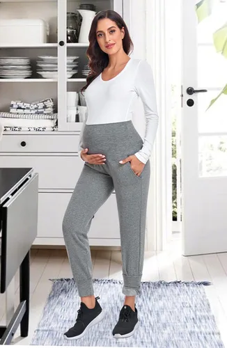Miniatura 3 de PACBREEZE Pantalones de maternidad para mujer, pantalones deportivos de entrenamiento sobre el vientre, pantalones de pijama elásticos para embarazo
