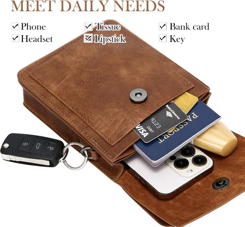 Miniatura 3 de INICAT Bolsos cruzados pequeños para mujer de cuero sintético para teléfono celular con ranuras para tarjetas
