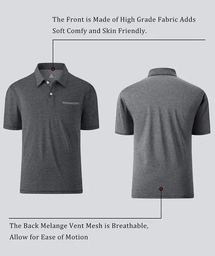 Miniatura 2 de V VALANCH Polo para hombre, estilo casual, de manga corta, para golf, absorbe la humedad, con cuello