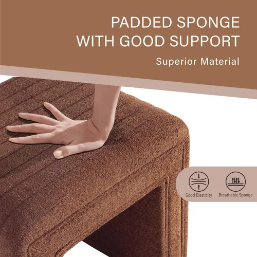 Miniatura 3 de Get Set Style Silla Taburete de Tocador, Otomán Moderno de Boucle Reposapiés con Patas de Madera Banco de Sofá Reposapiés Asiento Adicional