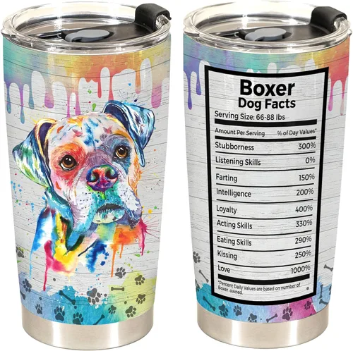 Regalo para los Amantes de los Bóxer – Vaso Térmico Taza de Acero Inoxidable de 20oz, Regalo Divertido y Único para Dueños de Perros Bóxer, Perfecto