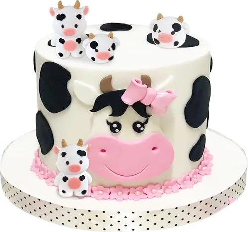 Miniatura 10 de 24 piezas de decoración de cupcakes con purpurina de vaca blanca y negra, para vaqueros, baby shower, niños y niñas, decoración de pastel