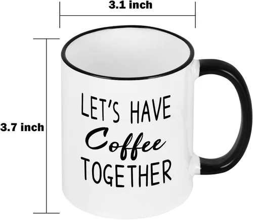 Miniatura 7 de Maustic Juego de tazas de café de 11 onzas para novios y novias, regalos para él y ella, regalo de despedida de soltera, Let's Have Coffee Together