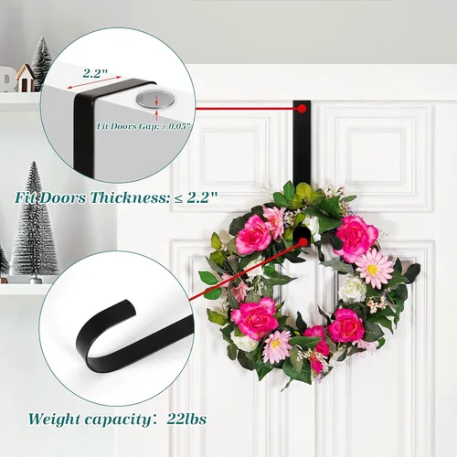 Miniatura 5 de HOOSUN Decoraciones del 4 de julio, colgadores de corona para puerta delantera, soporte patriótico de 12 pulgadas para colgar sobre la puerta