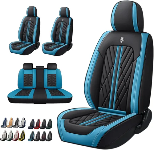 Miniatura 20 de Juego de fundas de asiento de automóvil de cuero nappa impermeables y transpirables de ajuste universal, cojín protector para vehículo automotriz