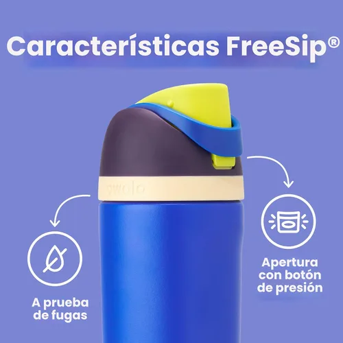 Miniatura 3 de Owala - Botella de agua aislada de acero inoxidable Kids FreeSip con pajilla, ideal para deportes, viajes y escuela. Libre de BPA, capacidad de 16