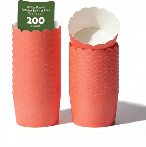 Miniatura 44 de Restaurantware Paquete de 200 moldes de papel para cupcakes de 3.38 onzas, resistentes a la grasa, festoneados para horno, elegantes tazas
