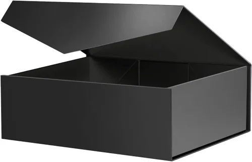 Miniatura 20 de BLK&WH Caja de regalo de 9 x 6.5 x 3.8 pulgadas, caja de regalo negra, caja de padrino, caja plegable con tapa de cierre magnético para embalaje