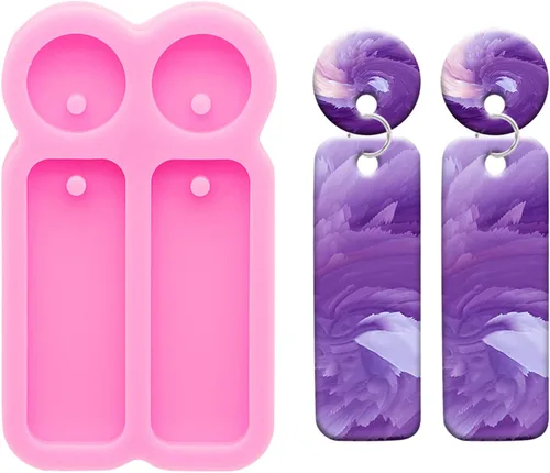 Moldes de silicona para aretes redondos y rectangulares brillantes y brillantes, para manualidades, joyería de moda, resina epoxi, hecha a mano,