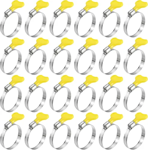 Miniatura 7 de uxcell Abrazadera de manguera de engranaje helicoidal, 24 abrazaderas de manguera de acero inoxidable ajustables de 1/2 a 3/4 pulgadas con mango