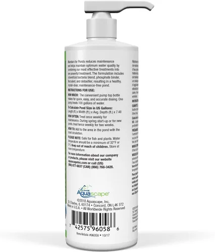 Miniatura 2 de Aquascape MAINTAIN - Tratamiento de agua para estanques de koi y peces, fácil de usar, potente mezcla de bacterias beneficiosas, aglutinante