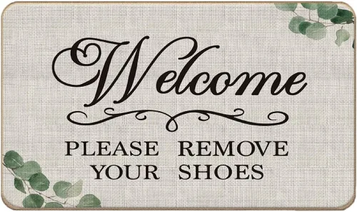 Felpudo de bienvenida, retira tus zapatos, quita tus zapatos, tapete de bienvenida para entrada interior y exterior, 17 x 30 pulgadas