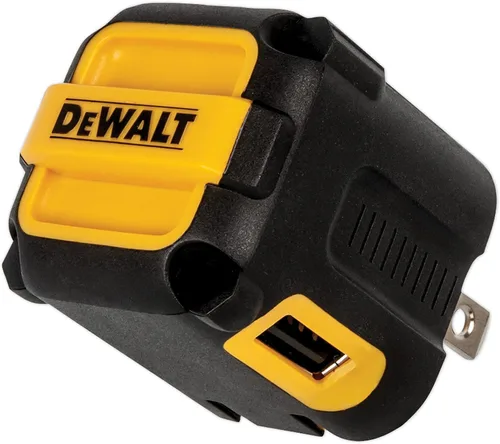 Miniatura 4 de DEWALT Cargador USB NeverBlock de Servicio Pesado, Adaptador de Cargador de Pared de Puerto Dual Angulado de 12W, Enchufe Plegable, Ladrillo de Caja