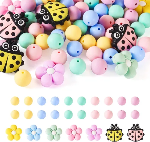 Miniatura 13 de Craftdady - Cuentas focales de silicona con forma de corazón, cuentas espaciadoras sueltas para manualidades, pulseras, collares, llaveros de 0.99 x