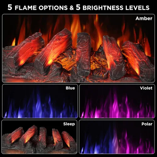 Miniatura 2 de TURBRO Eternal Flame - Calentador eléctrico de cuarzo infrarrojo WiFi de 30 pulgadas con sonido crujiente, troncos de madera de pino realistas