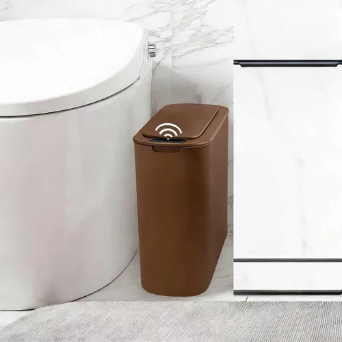 Miniatura 10 de TIPGO - Cubo de basura automático con sensor de movimiento para baño con tapa, basurero táctil de 2.6 galones, papelera de plástico delgada y Gris