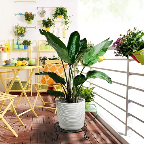 Miniatura 2 de NSYOOMH Paquete de 2 soportes de metal negro inoxidable de 10 pulgadas y 12 pulgadas para plantas resistentes al aire libre en interiores, soporte