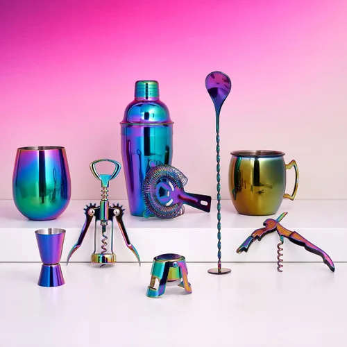 Miniatura 5 de Blush Mirage - Sacacorchos iridiscente de doble bisagra con abridor de botellas de cerveza integrado, llave de vino de acero inoxidable con cortador