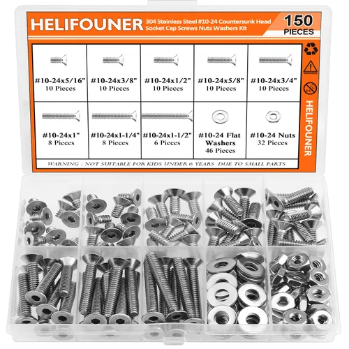 Miniatura 21 de HELIFOUNER 65 piezas de 5 tamaños de acero inoxidable 304 1/4-20 x 3/8 pulgadas 1/2 pulgadas 5/8 pulgadas 3/4 pulgadas 1 pulgada UNC cabeza de botón