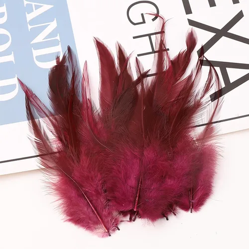 Miniatura 2 de 200 plumas rojas burdeos para manualidades, 5-7 pulgadas, pluma de gallo para atrapasueños, suministros de boda, hogar, fiesta, decoración, aretes