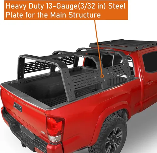 Miniatura 6 de Hooke Road - Portaequipaje de plataforma de 18.8" de alto para camiones de tamaño completo con rieles de cama - Compatible con Toyota 07-23 Tundra