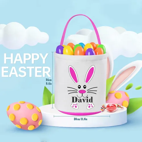 Miniatura 4 de Jocidea - Cesta de Pascua personalizada, paquete de 1 cestas de Pascua personalizadas para niñas y niños, cesta de Pascua personalizada para bebés