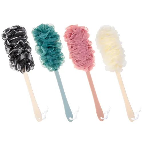 Miniatura 17 de Esponja de malla de nailon suave para ducha, esponja de malla de nailon suave para ducha, esponja en un palo para hombres y mujeres, exfoliante