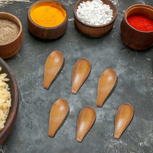 Miniatura 2 de Paquete de 4 cucharas de madera para tarros, mini cucharas de madera con mango corto para sal, té, granos de café, dulces, leche en polvo, especias