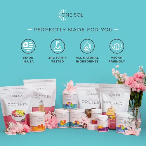 Miniatura 6 de One Sol Pre-entrenamiento para mujeres, mayor concentración y concentración, sin nerviosismo ni choque, ingredientes naturales, 100% vegano, sin