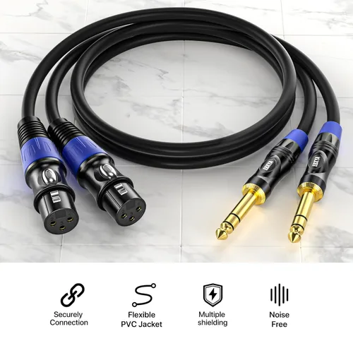 Miniatura 2 de EBXYA Cable XLR equilibrado hembra a TRS, cable de micrófono de 1/4 pulgadas, cable de audio para instrumento de 3 pies, paquete de 2 para micrófono